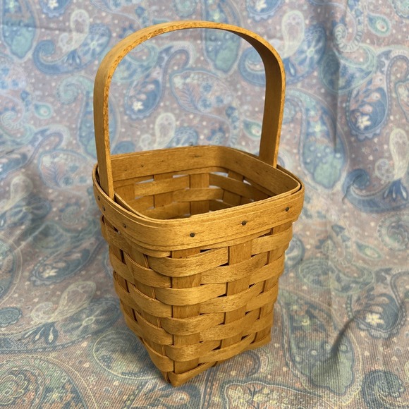 Longaberger Medium Peg Basket With Fixed Handle 1991 5.5in Wide - Picture 2 of 11